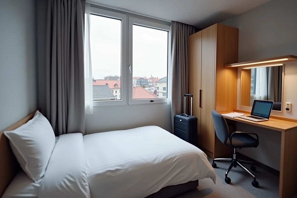 Chambre fonctionnelle pour voyageur d'affaires à l'Etap Hôtel de Strasbourg proche de la gare