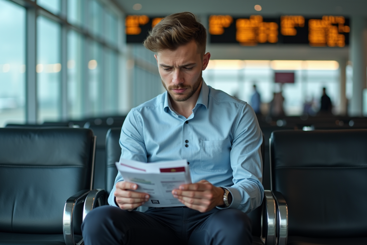 Jeune homme organisant ses documents dans la salle d
