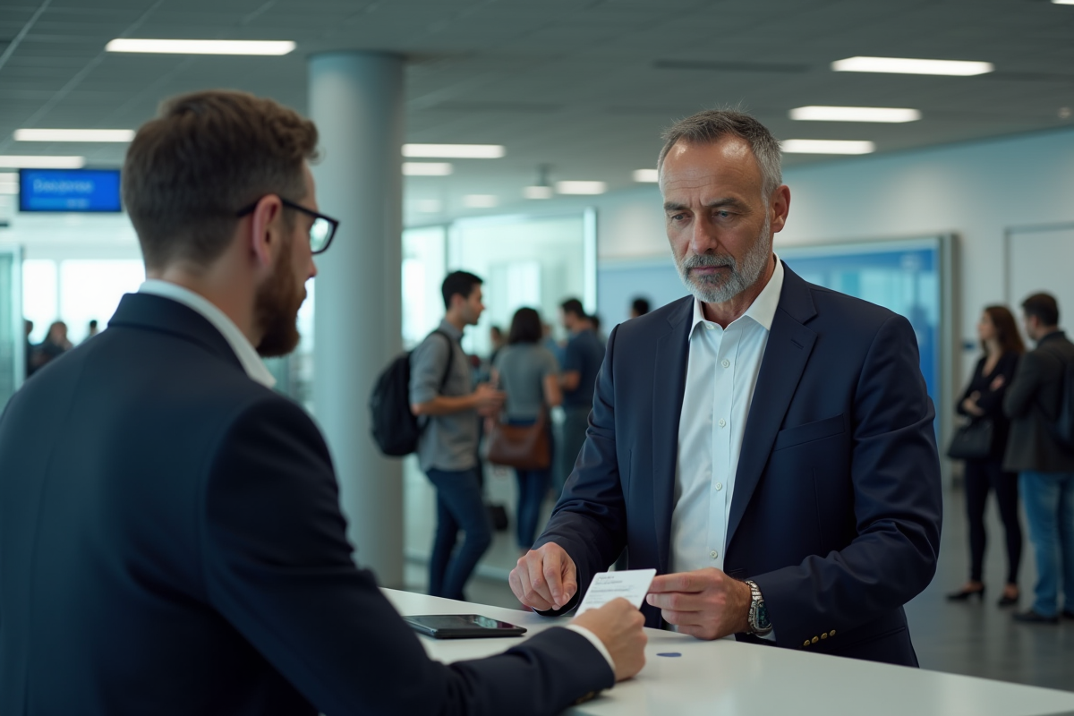 Homme remettant sa carte d