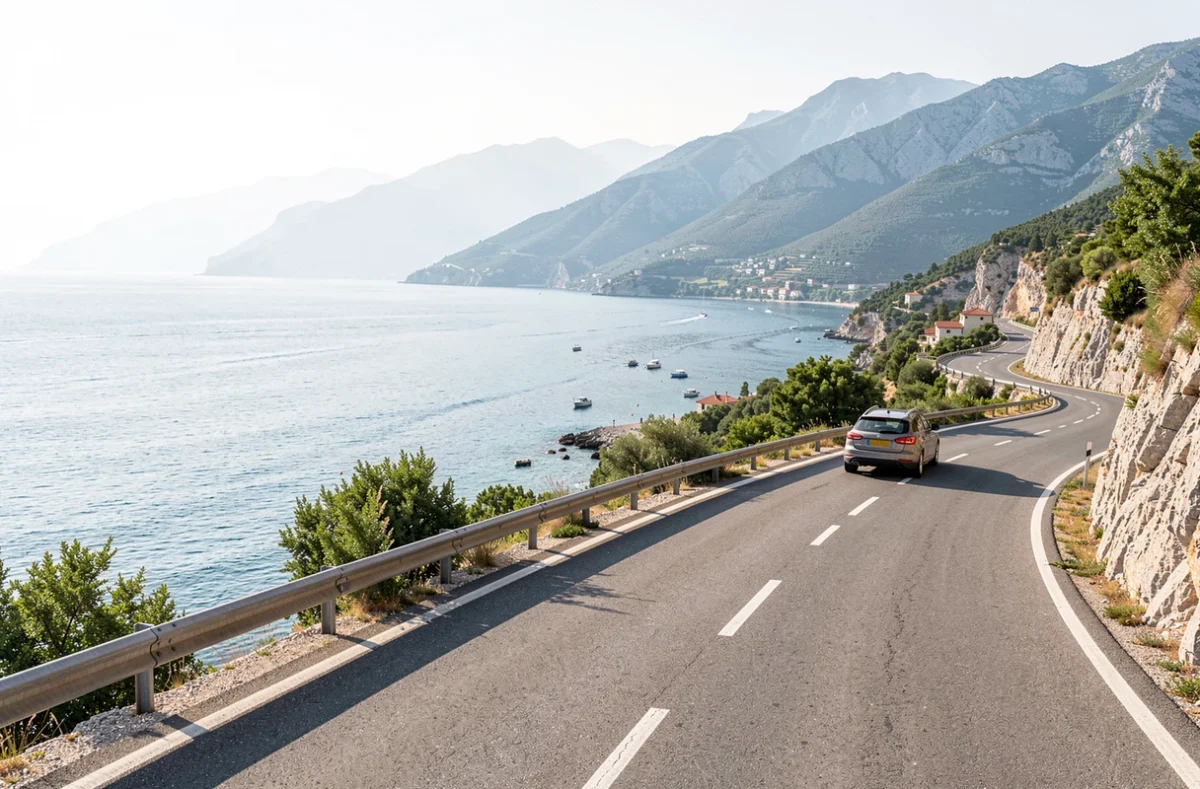Route côtière sinueuse le long de l'Adriatique au Monténégro